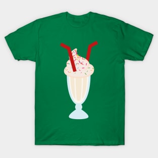 Vanilla Milkshakes with Sprinkles and Two Straws T-Shirt